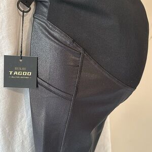 Tagoo maternity leggings over the belly pregnancy pants with pockets